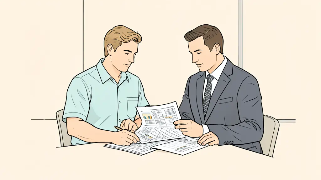 A coach and a manager analyzing a detailed report together in a modern office, focus on professional collaboration, editorial style